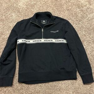 Coach Black Half-Zip Sweatshirt with Logo Band